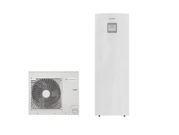 Efficiënte Bosch COMPRESS 3000 AWS 8-MSS warmtepomp met geïntegreerde bivalent boiler in R410A.