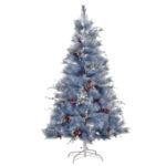immagine-1-easycomfort-easycomfort-albero-di-natale-artificiale-da-150cm-decorazioni-con-foglie-argentate-e-bacche-rosse-grigio-jpg