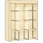 immagine-1-easycomfort-easycomfort-armadio-in-tessuto-con-8-ripiani-e-2-barre-con-porta-avvolgibile-125x46x162-5cm-beige-jpg