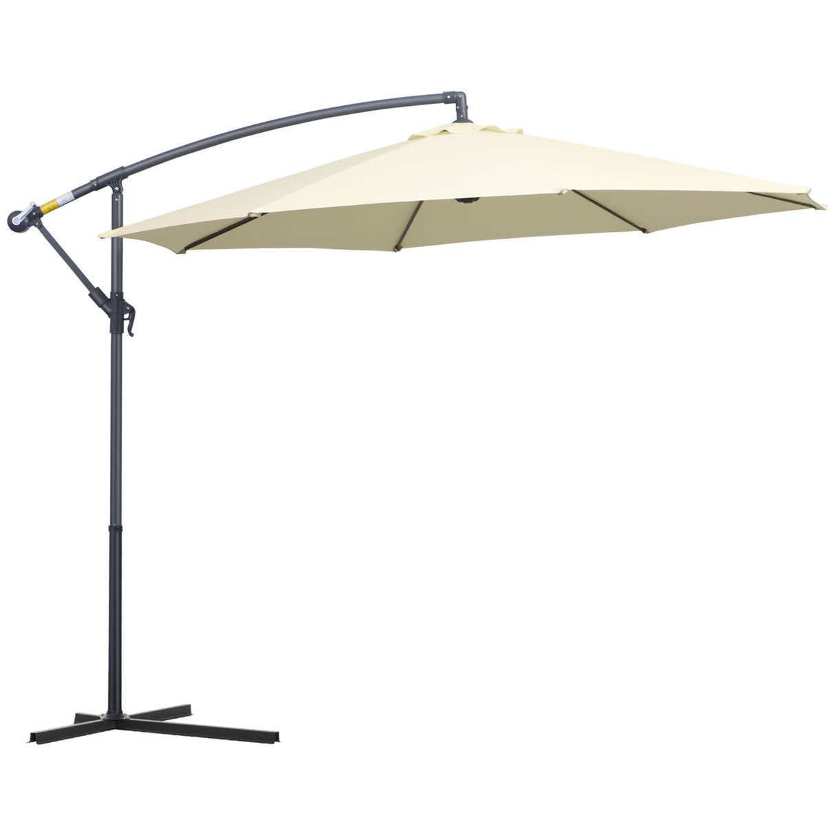 EASYCOMFORT Decentrale parasol met kruisvoet, van metaal en polyester, 3x2,5 m, beige