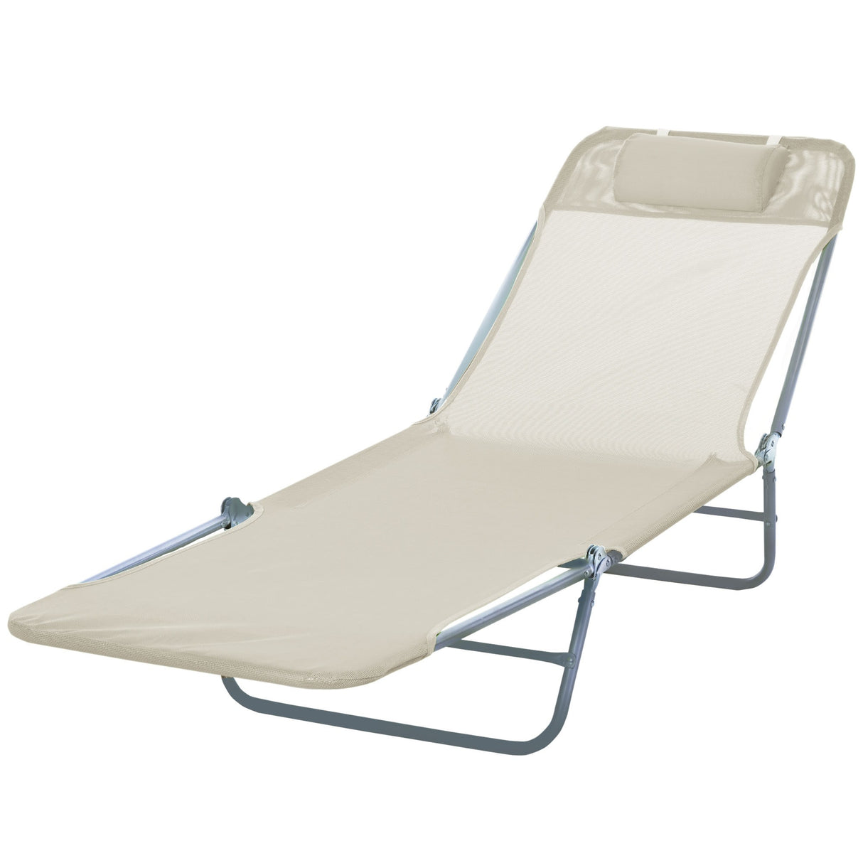 EASYCOMFORT Opvouwbare Ligstoel met Kussen voor Tuin Strand Beige