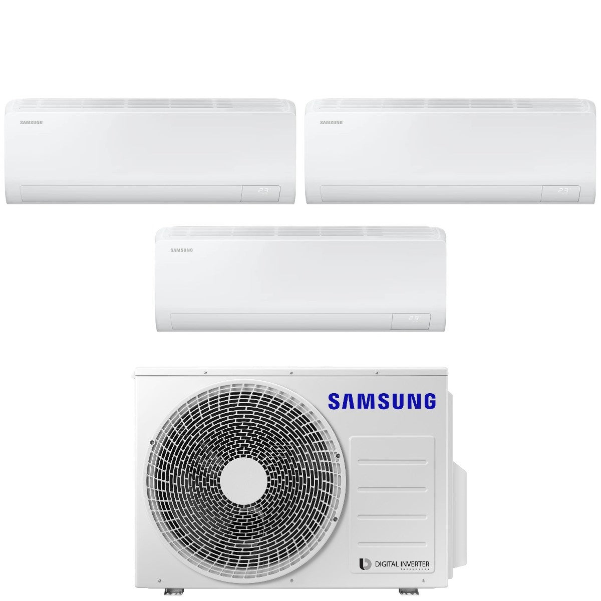 Proef Split Inverter Airconditioner Samsung CEBU Serie 7000+7000+18000 btu met AJ068TXJ3KG A++ Wi-Fi 7+7+18 - NIEUW