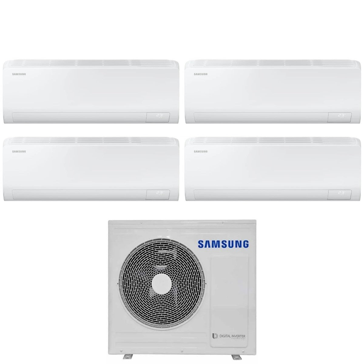 Airconditioner Samsung Square Split Inverter Serie CEBU S2 7+7+7+18 met AJ080TXJ4KG R-32 Geïntegreerde Wi-Fi 7000+7000+18000