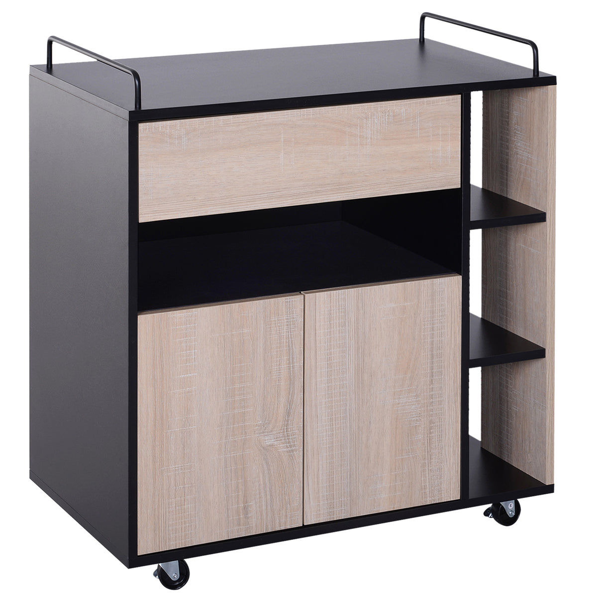 Easycomfort Moderne Multifunctionele Keukendrager met Rover Houten Anta Cassettewiel, 76,5x40x82cm