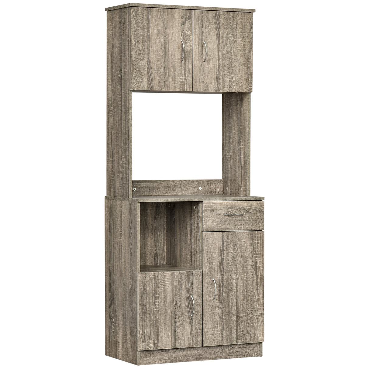 Easycomfort Modern Belief voor keuken of eetkamer, mobiel buffet met houten kast en cassette, grijs, 71x41x178cm