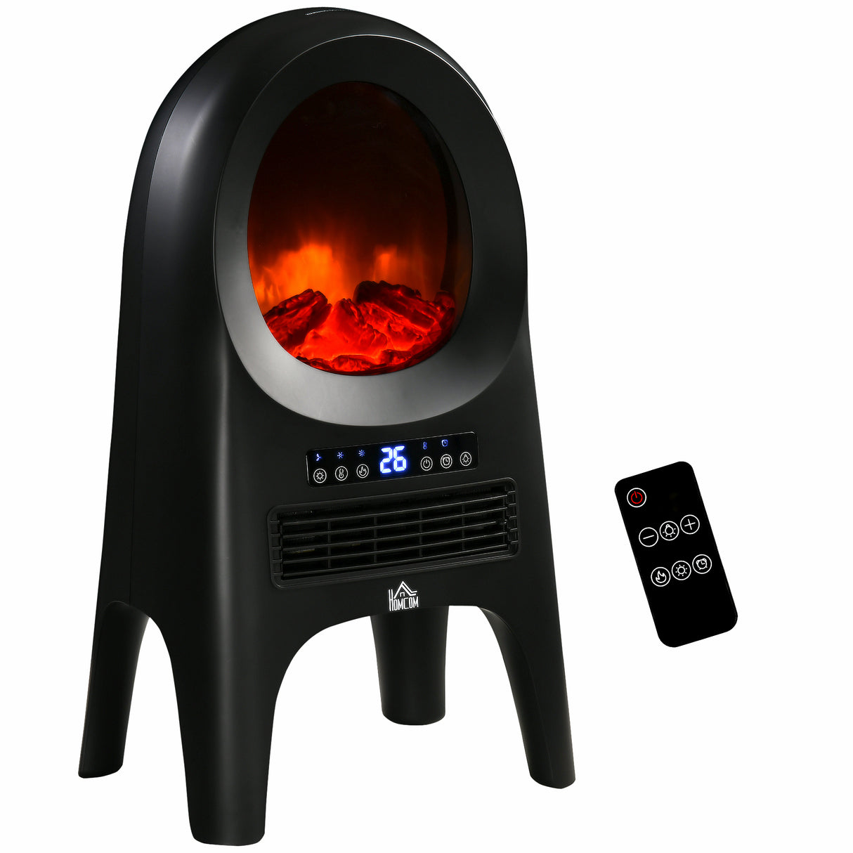 EASYCOMFORT Ventilatorkachel met 3 verwarmingsstanden met 3 variabele temperaturen, 33,7x25,5x60,4 cm, Zwart