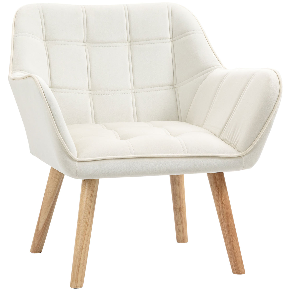 Easycomfort Scandinavische designstoel in hout en huidcrème-effect, voor woonkamer of kantoor, 68,5 x 61 x 72,5 cm