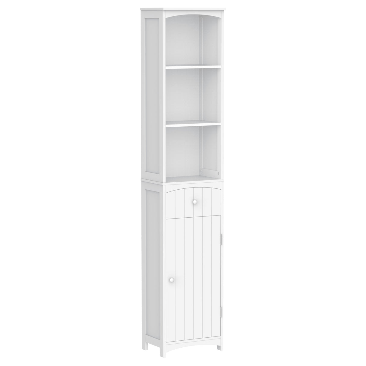 Easycomfort Kolommeubel Badkamer Ruimtebesparend in MDF Wit, Multifunctionele Badkamerkast voor Kamer met 3 Ribben 34x24x170cm