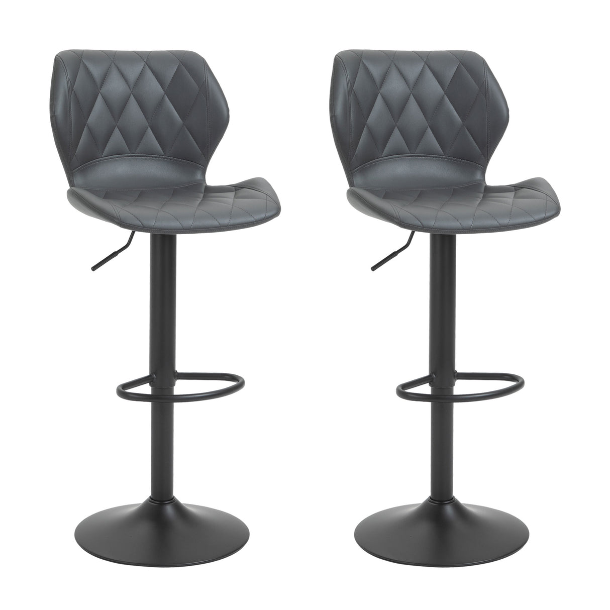 Easycomfort Set van 2 hoge rekstoelen in Finte Skin met verstelbare hoogte, keukenstoelen met rugleuning en schoeisel, 44x50,5x90-110cm grijs