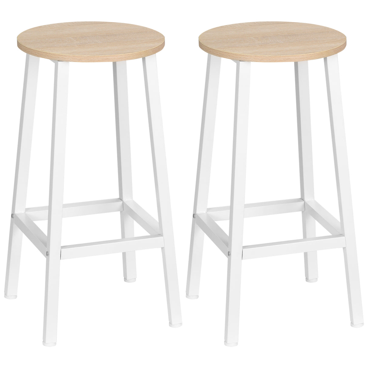 Easycomfort Set 2 Keukenkrassen in Truciolate en Staal met Gladde Vloer en Vloer, 32,5x32,5x65 cm, Wit en Hout