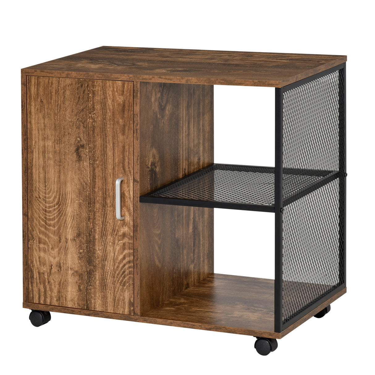 Easycomfort Mobiel voor printen en documenten, Nordic Style Wielcassette, Multifunctioneel kantoor- en thuismeubilair, Vintage Bruin