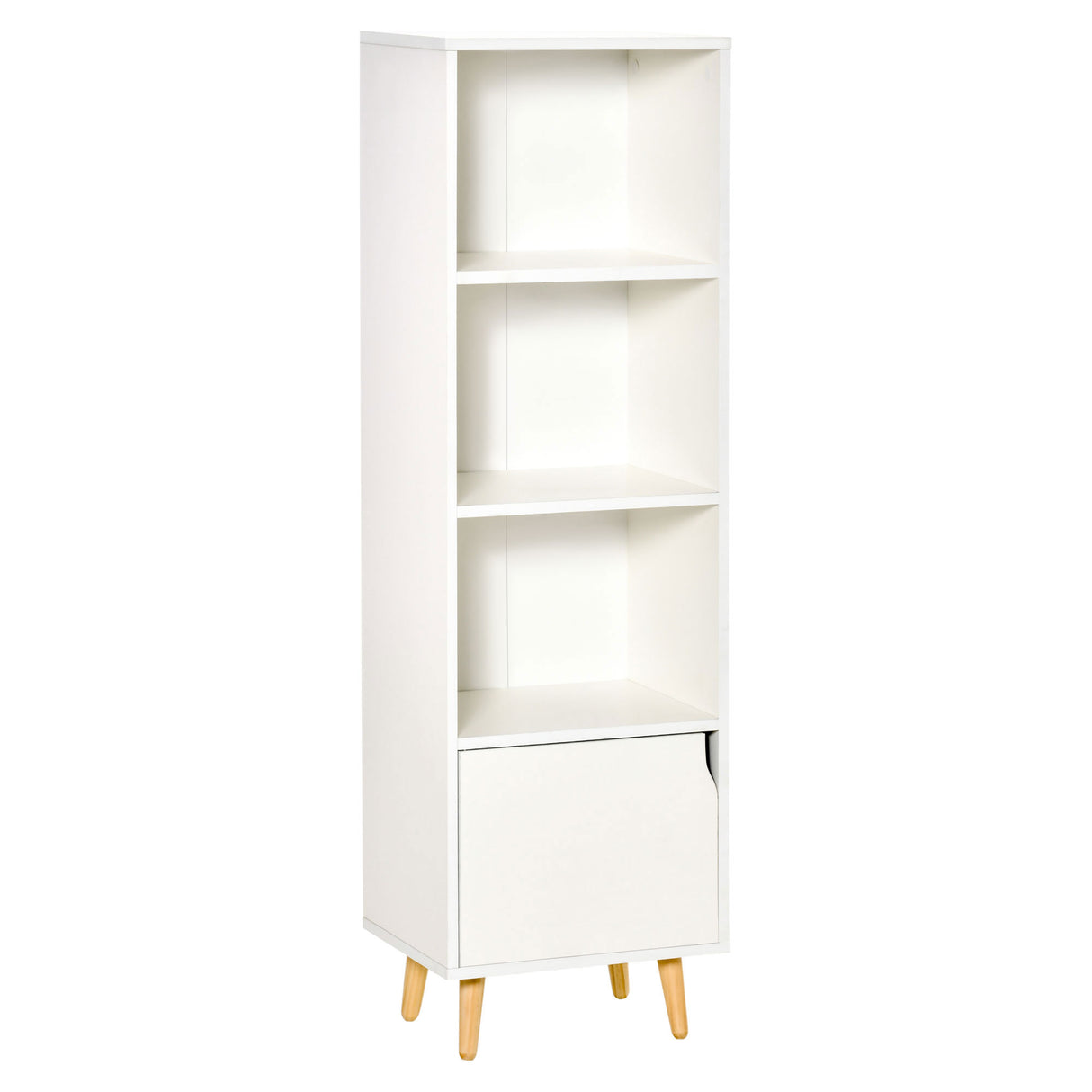 Easycomfort Scaffale Bibliotheek met 3 planken en 1 houten kledingkast, 40x30x129,5cm - Wit