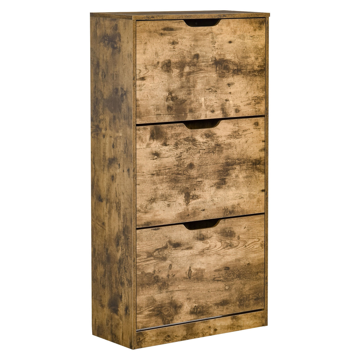 Easycomfort Mobiele Schoenenbesparende Ruimte 3 Voorkant met Verstelbare Schoenen voor 12-18 Schoenen, Hout, 62,5x26x117,5cm, Rustico Bruin