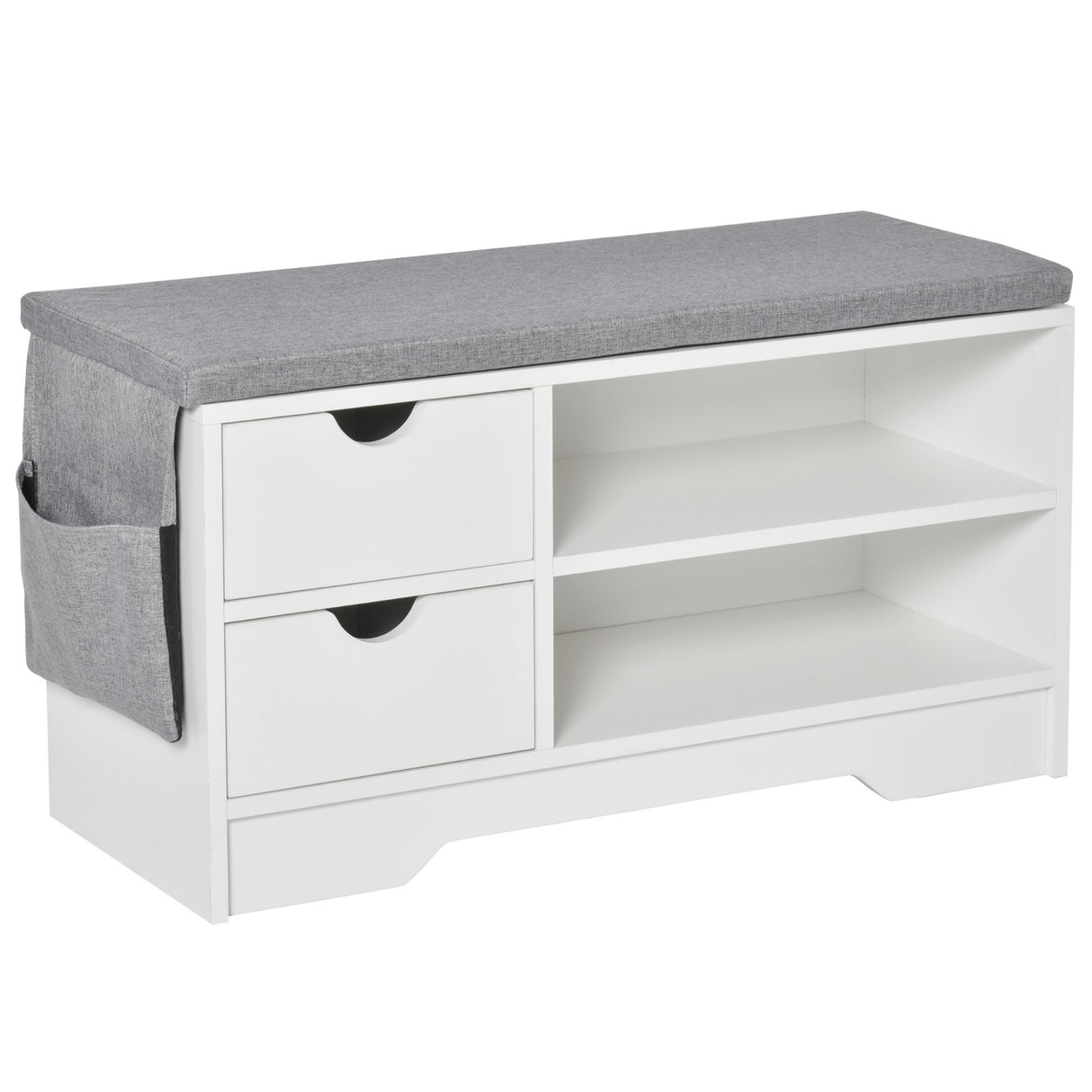 Easycomfort Schoenbesparende Ruimte, Houten Schoenbank, Mobiele Entreeschoen, Wit, 80,5x30,5x43,5cm