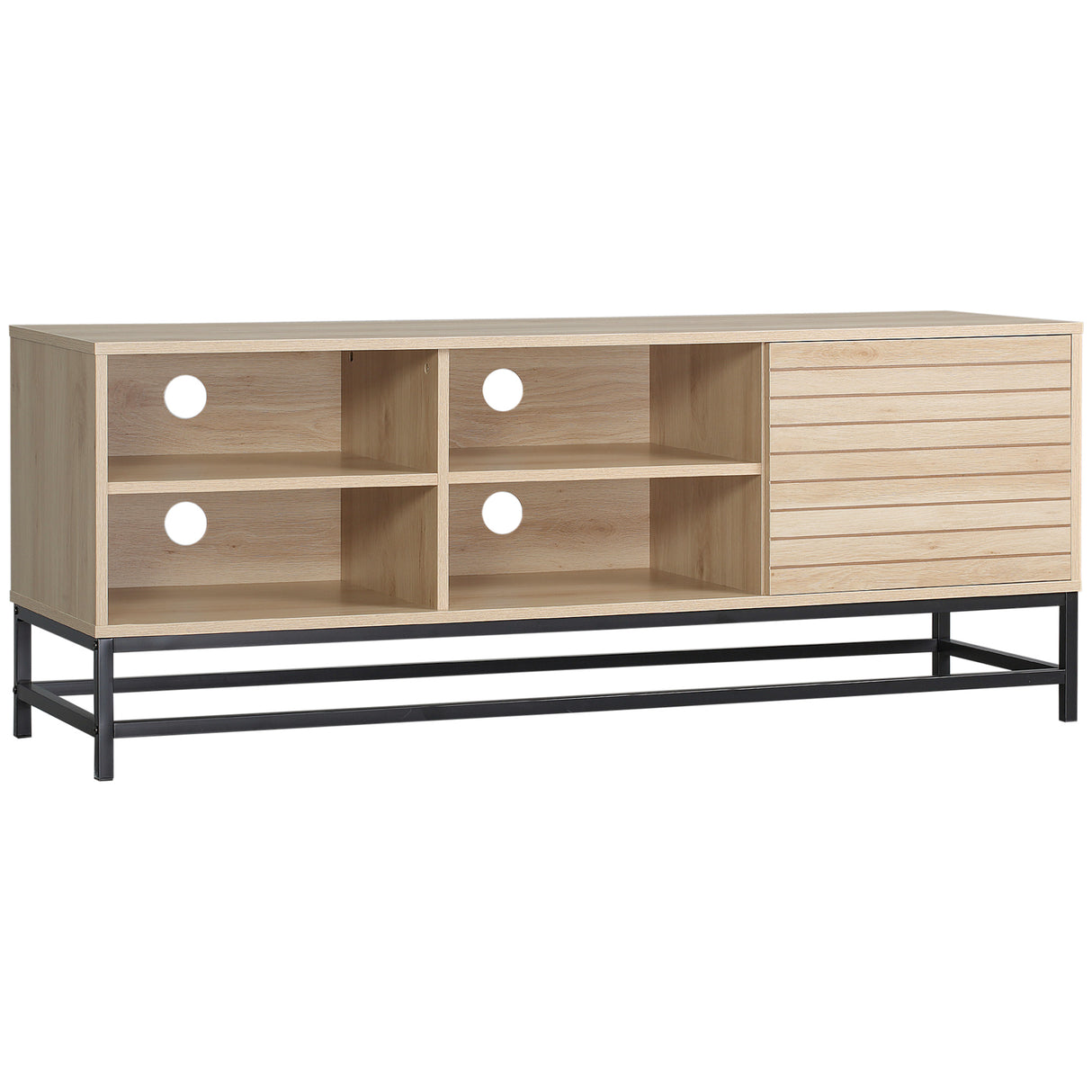 Easycomfort Mobiele TV Modern voor TV max 60&quot in MDF en staal met 4 open koorden en 2 niveaus, 140x40x55,3 cm