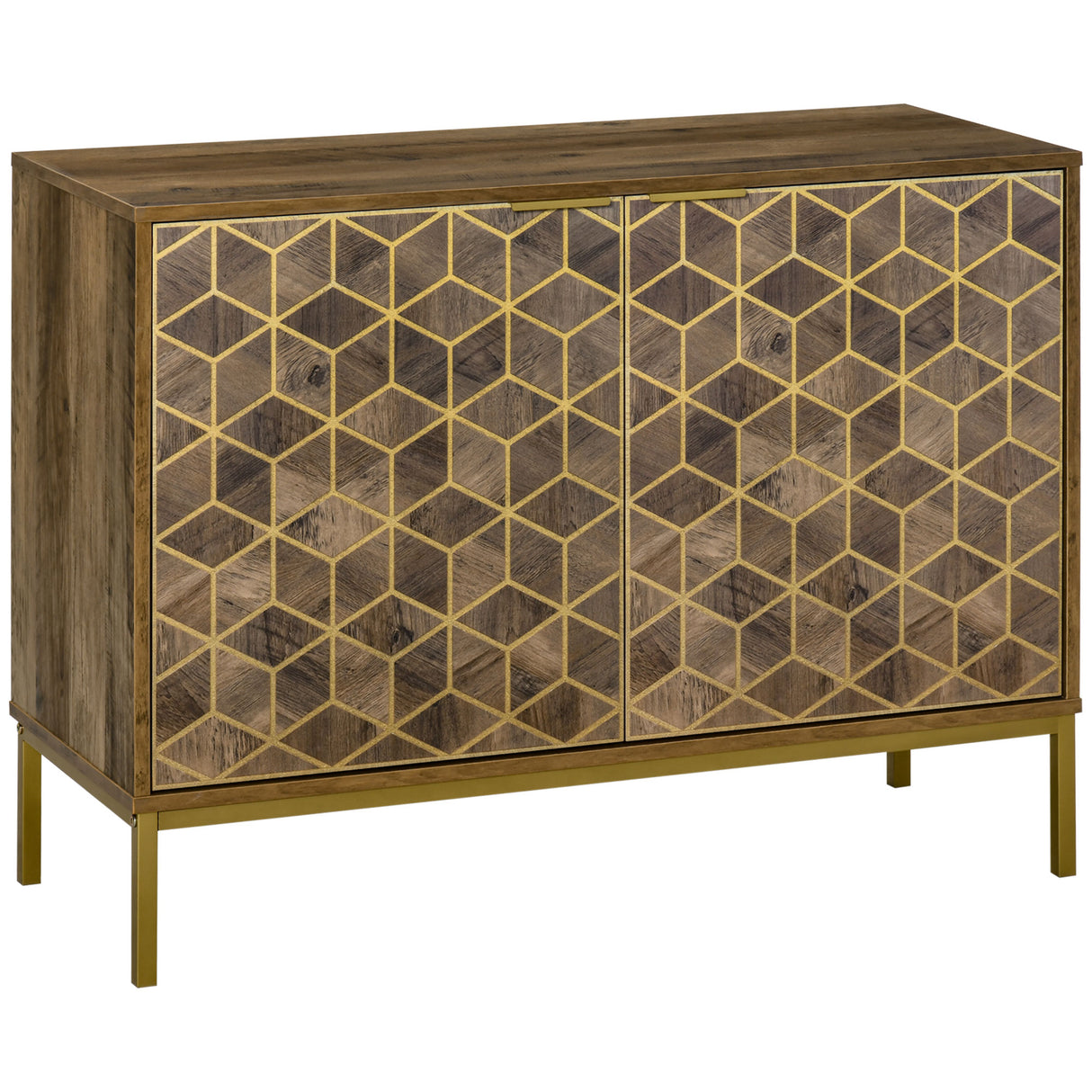 EasyComfort Mobiele Moderne Entree met Gouden Decoraties en Stalen Poten, 99x39x75,5cm