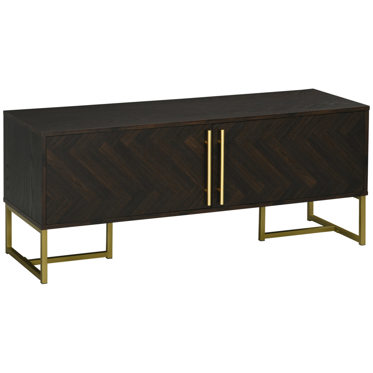 Easycomfort Mobiele TV-deur tot 55&quot met 2 houten en metalen kasten, 120x39x50 cm, bruin en goud