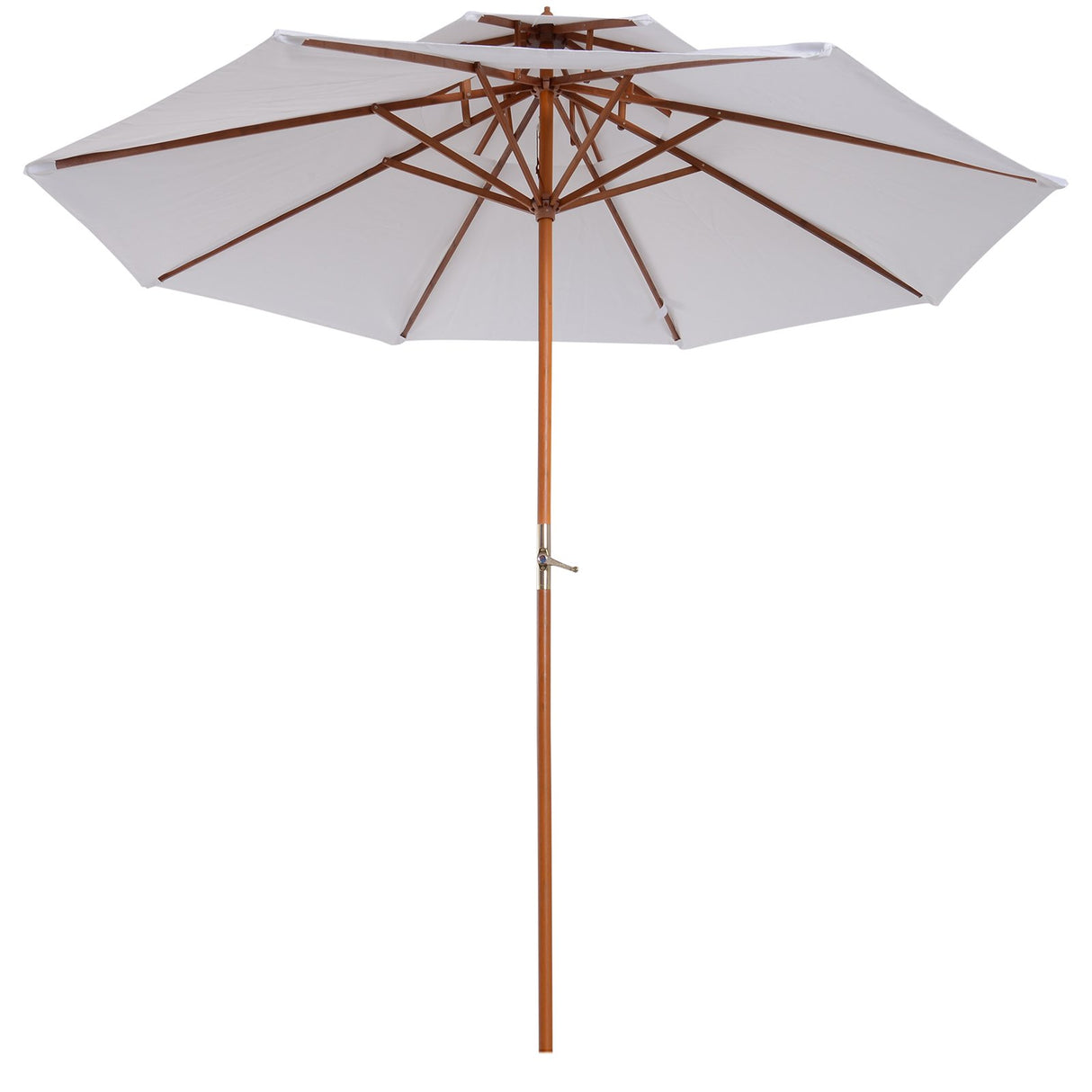 EASYCOMFORT Tuinparasol Terras in Hout met Dubbel Waterdicht Dak, Crème, ?7×2,6m