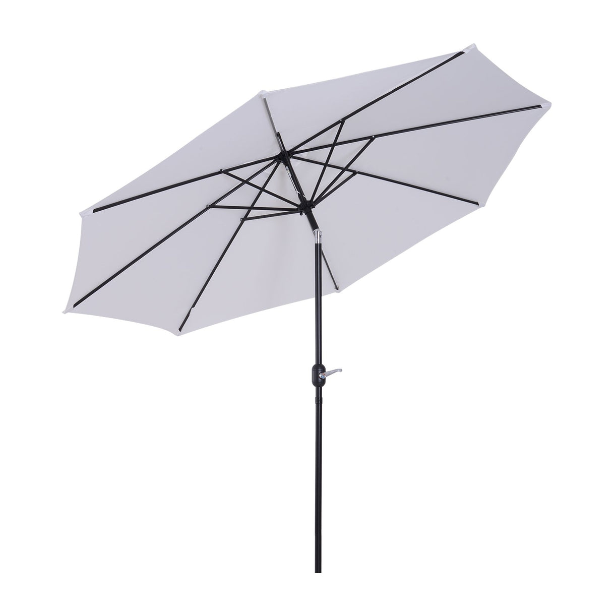 EASYCOMFORT Tuinparasol ?300cm met slinger en kantelbaar met afneembare stok, metaal en wit polyester