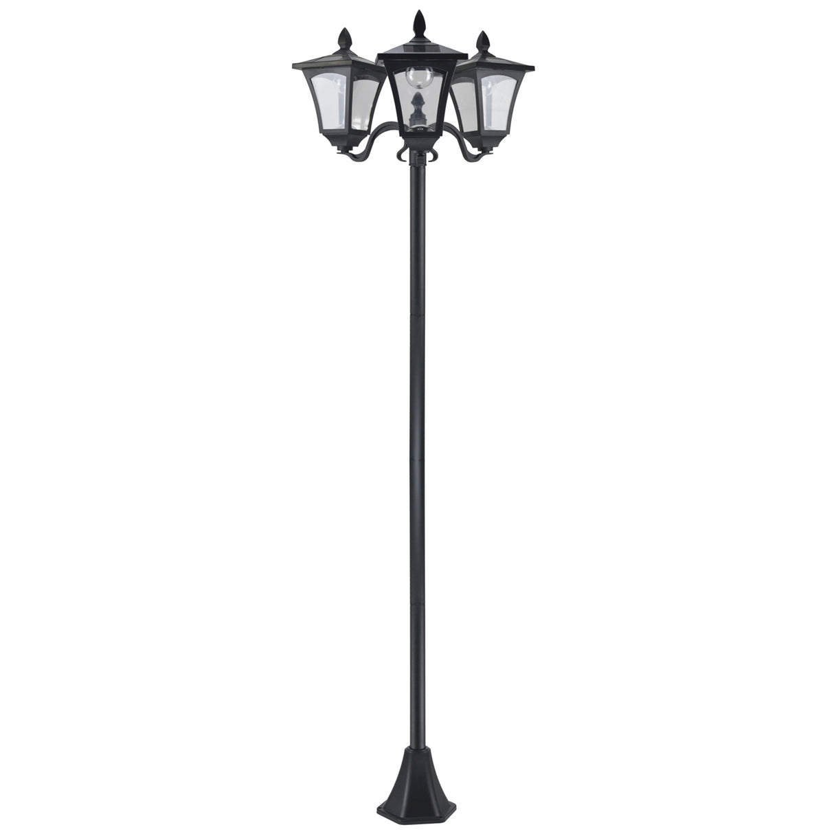 EASYCOMFORT Solar Tuinlamp 3 LED&#39s Klassieke Buiten Staande Lamp IP44 51,5×47×182,5cm