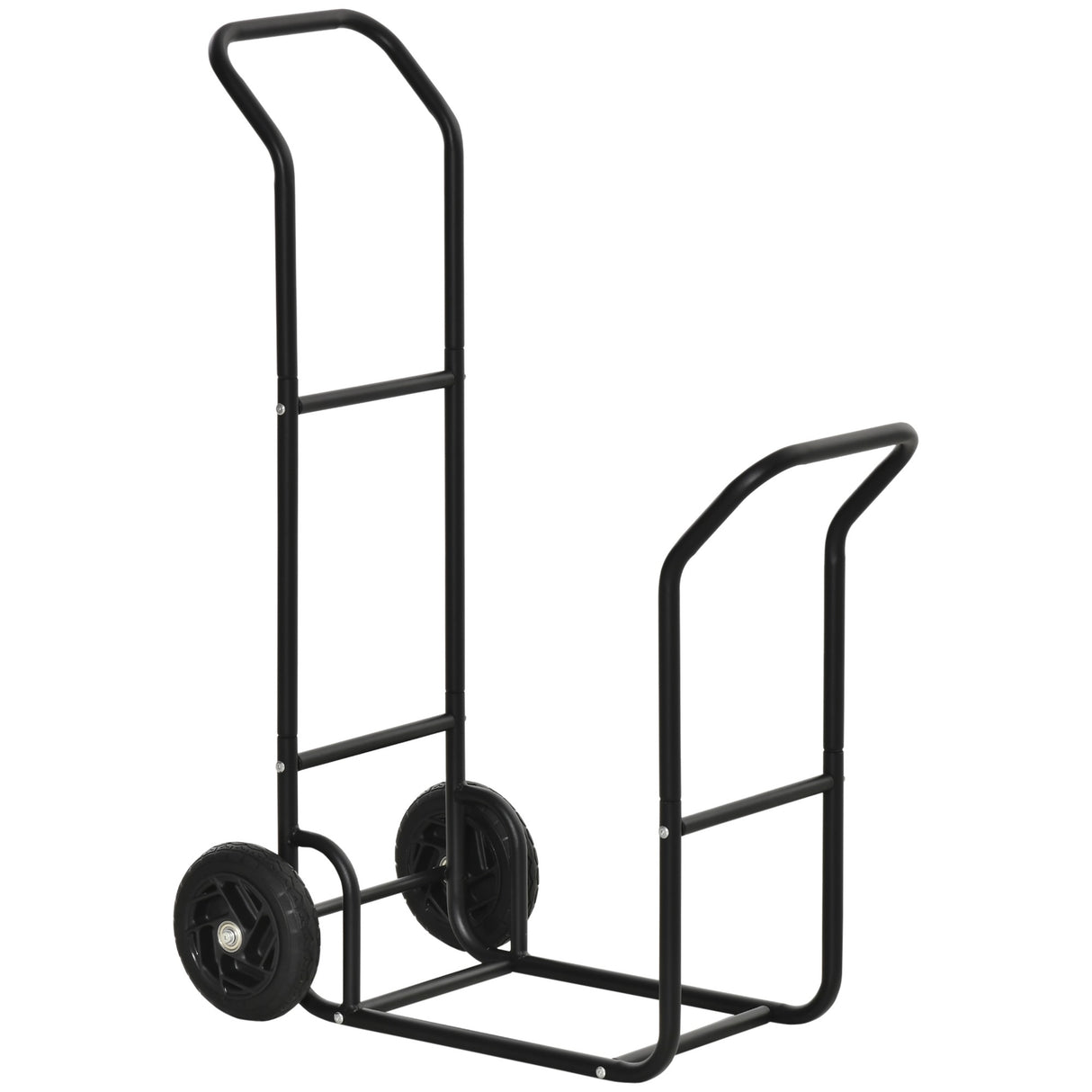 EASYCOMFORT Stalen houten trolley met 2 wielen voor binnen en buiten, 77x42x105cm, Zwart