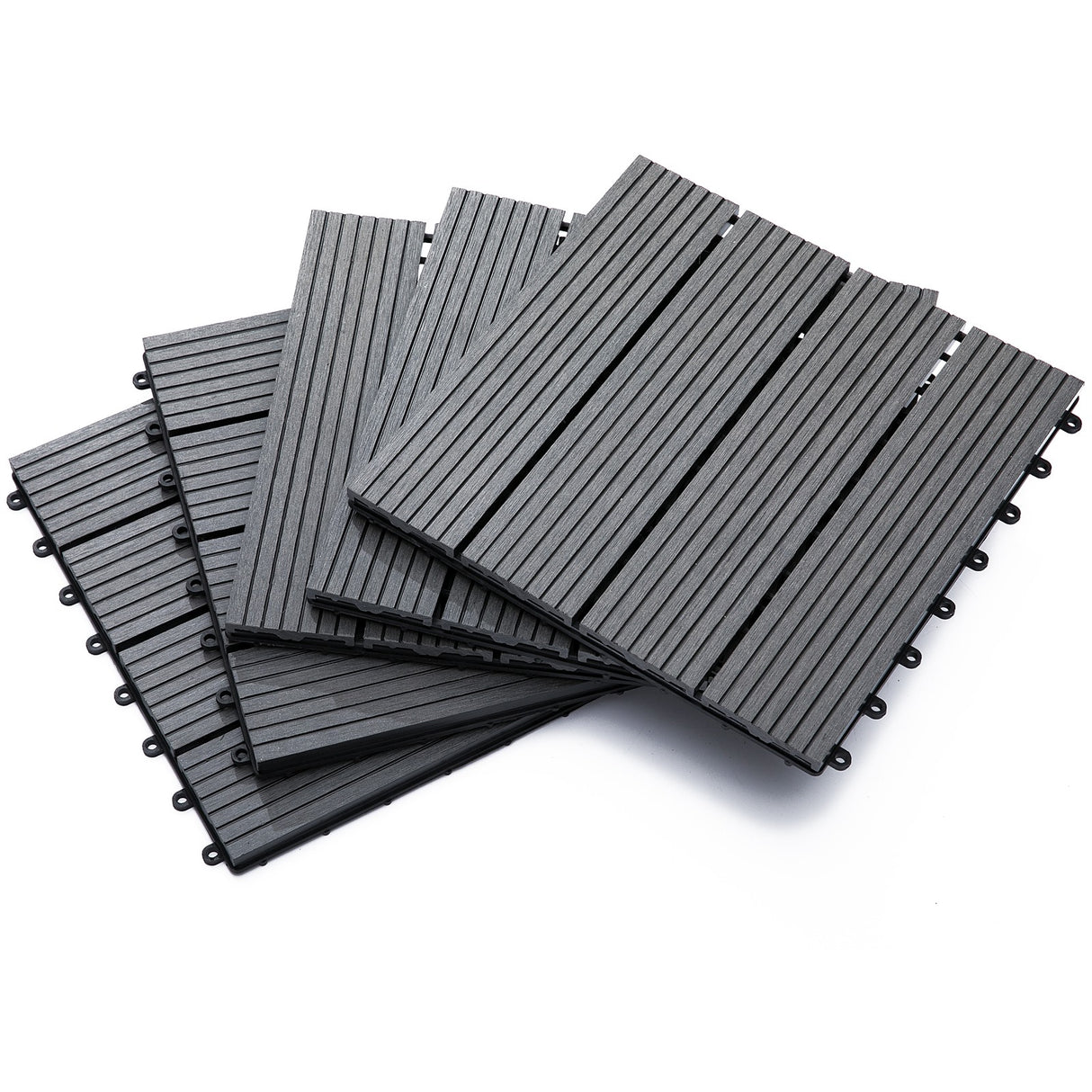 EASYCOMFORT in elkaar grijpende tuintegels set van 11 tegels, tuinvloer voor buiten 30x30 cm grijs