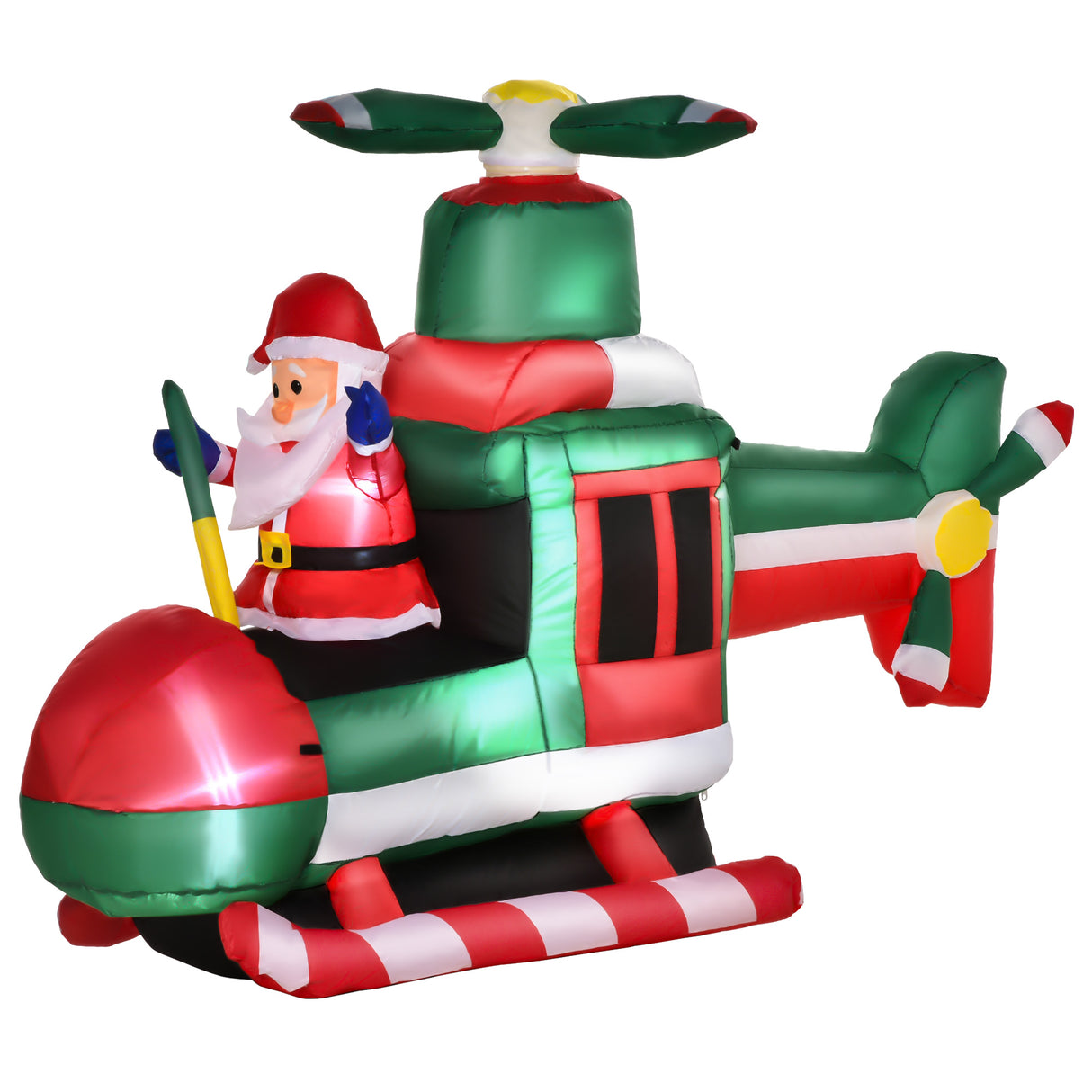 Easycomfort Santa Opblaasbare op 107cm Helikopter met 4 LED-lampjes en opblaasbaar, Kerstdecoratie voor buiten