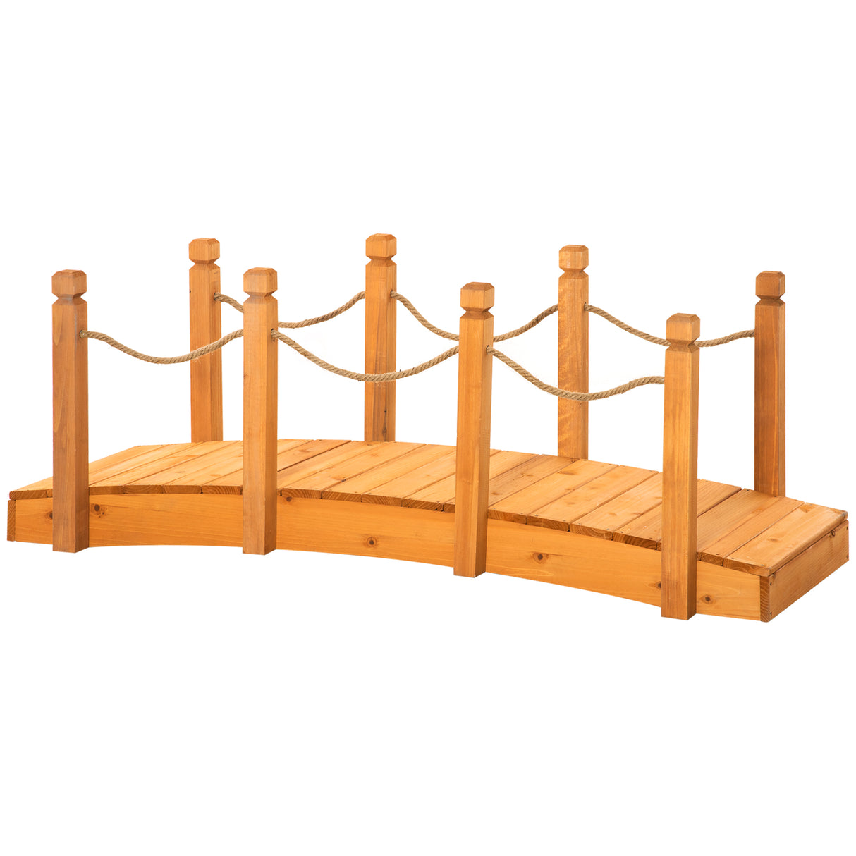 EASYCOMFORT Houten buitenbrug met hennep afgedekt, voor houten constructie, 150x58x58,5 cm, oranje