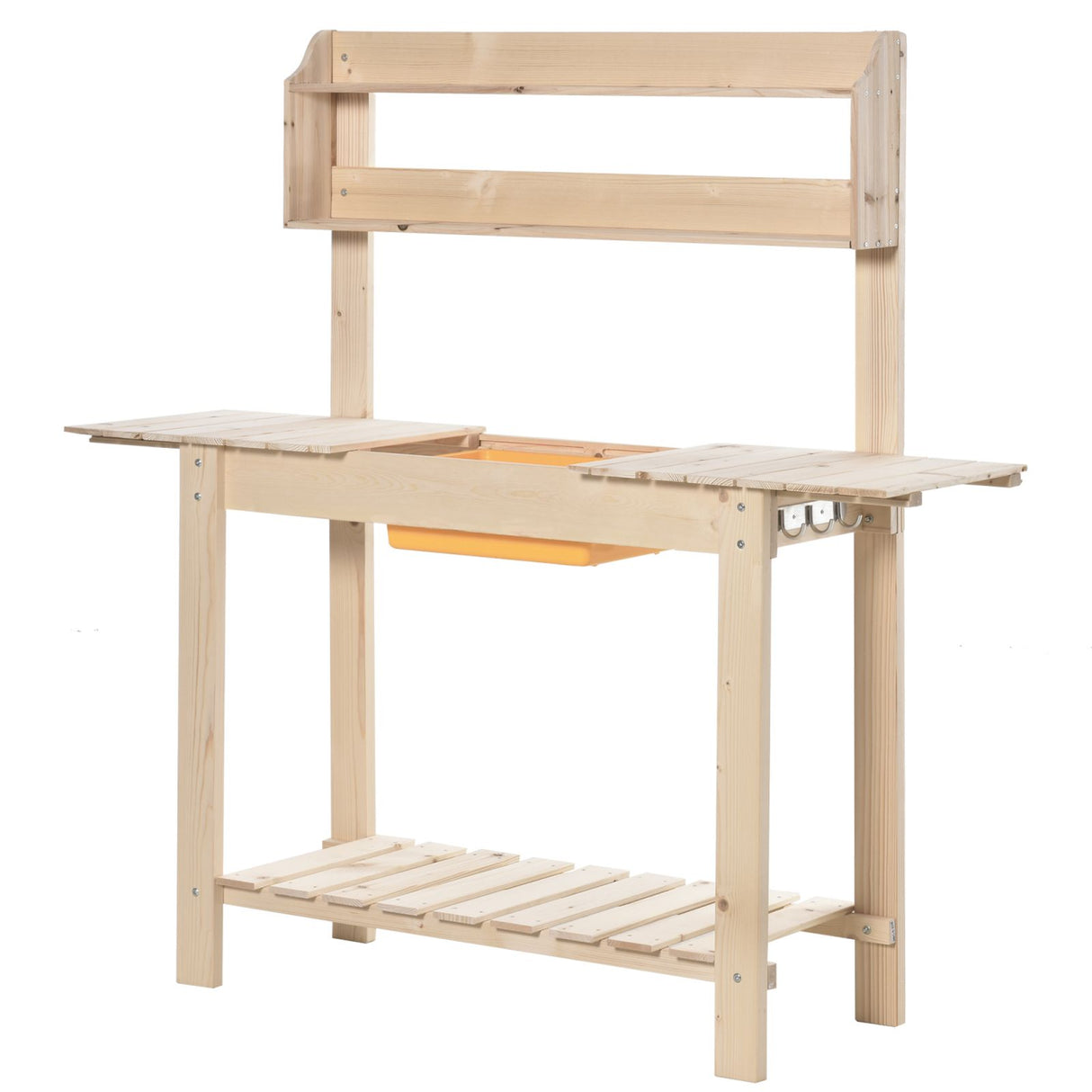 EASYCOMFORT Tuinwerkbank van natuurlijk hout met geïntegreerde lade, planken en haken 100x40x140cm