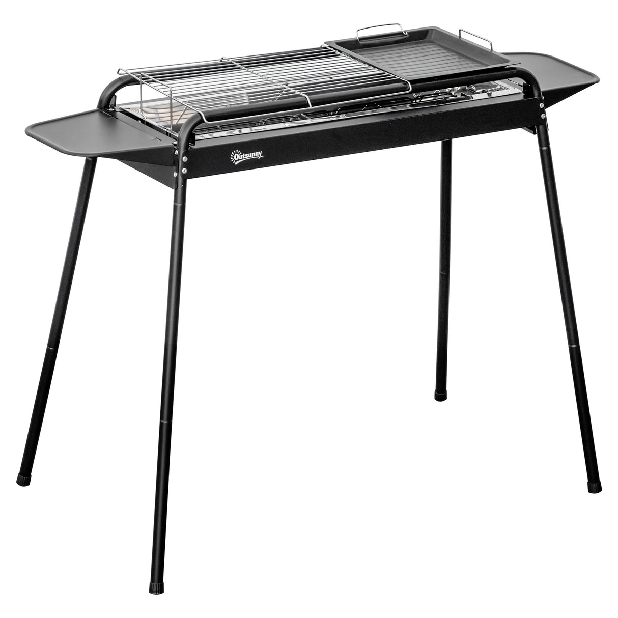 Easycomfort Carbonella Barbecue met rooster en stalen plaat met zijgroeven, 113x59x83,5cm, zwart