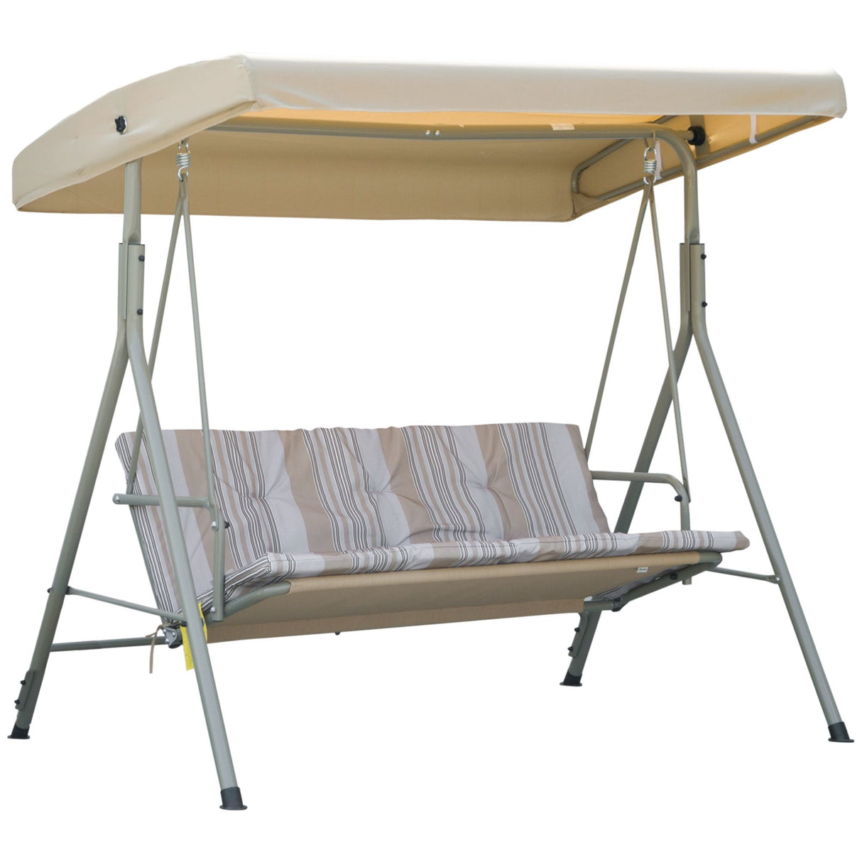 Easycomfort Tuinstoel 3-zits in staal met verstelbaar plafond, kussens en armbanden, 172x110x156cm