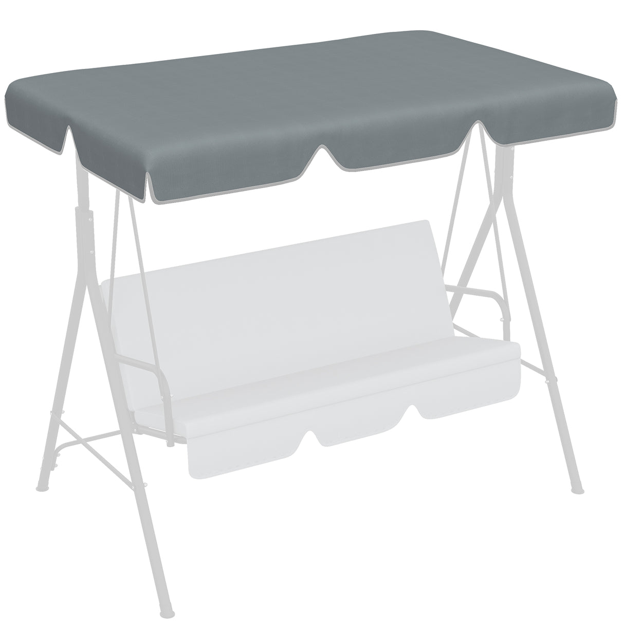 EASYCOMFORT Vervangende luifel voor schommelstoel van polyester met UV50+ bescherming, 192x144cm, donkergrijs