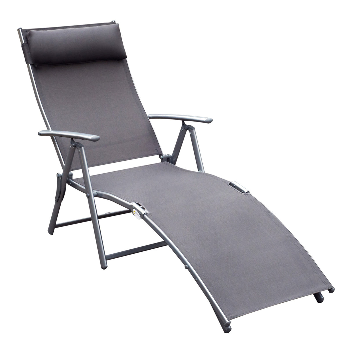 EASYCOMFORT Opvouwbare tuinstoel met kussen, rugleuning met 7 standen, 137x63,5x100,5cm, grijs