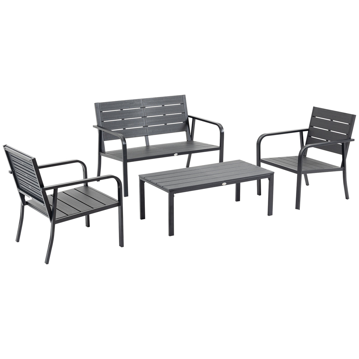 EASYCOMFORT 4-delige tuinloungeset met 2-zitsbank, 2 fauteuils en salontafel, koffie