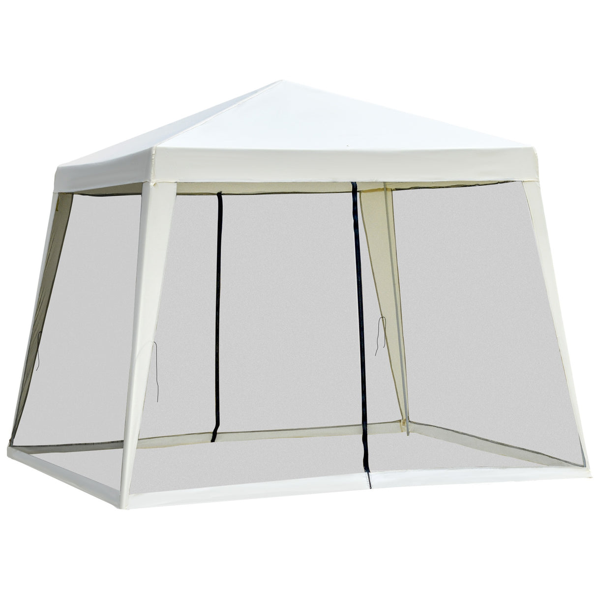 EASYCOMFORT overdekt paviljoen met klamboes voor buiten, tuin, polyester tent, 3 x 3 x 2,45 m, beige