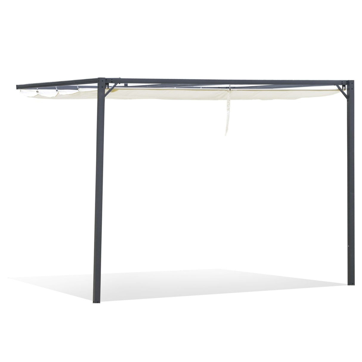 EASYCOMFORT Wandpergola 3x3m voor tuin in metaal met schuifdak crèmewit