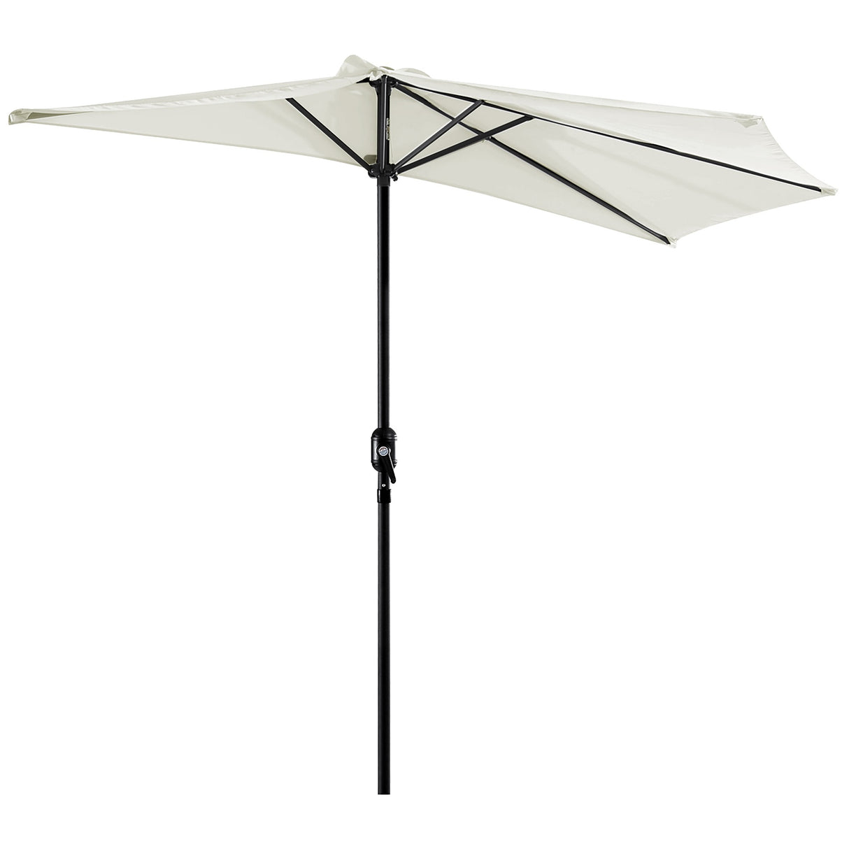EASYCOMFORT Halfronde muurparasol voor tuin 2,7x1,5 m met zwenlopening, wit