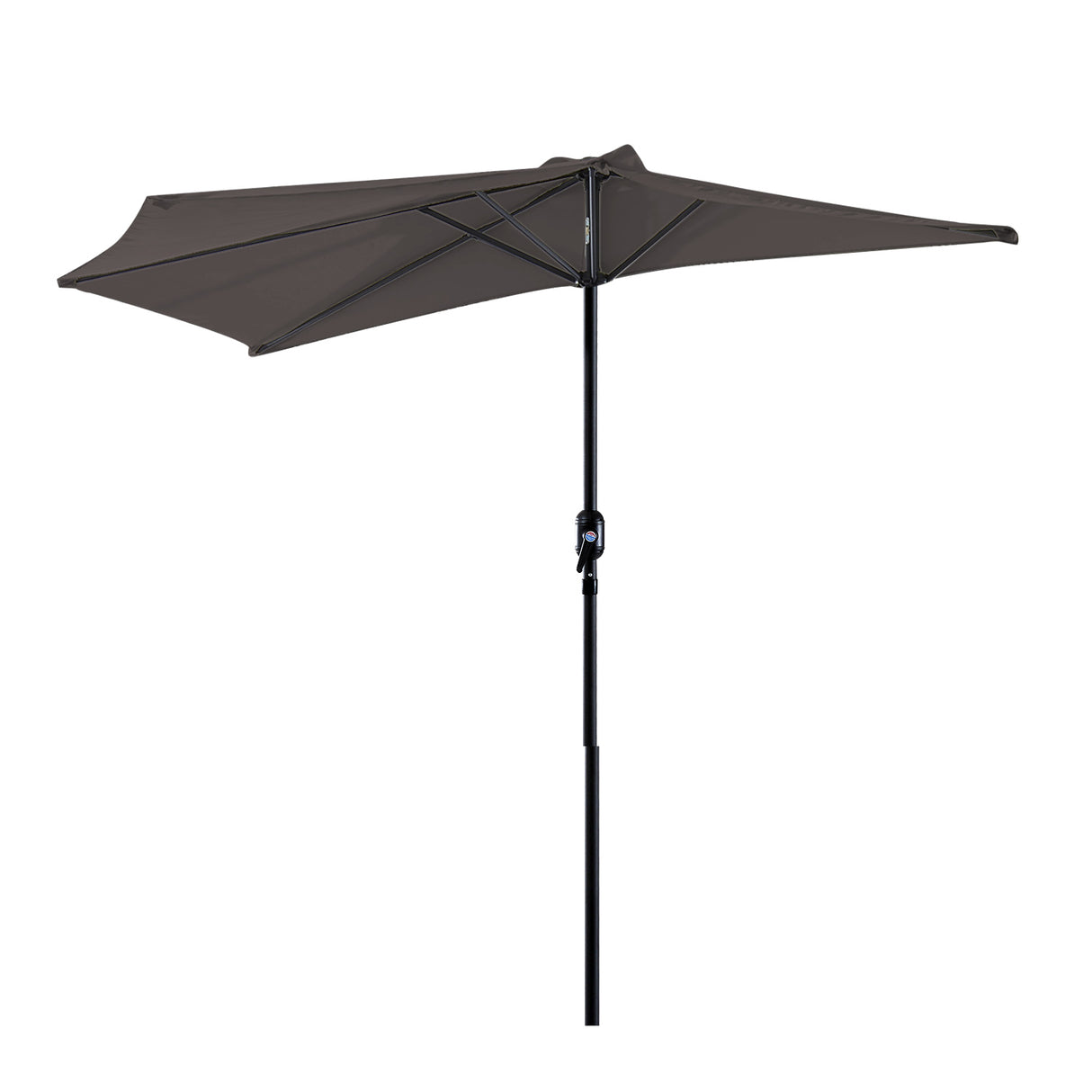 Easycomfort Halfronde muurparasol met handvat, van polyester en metaal, 2,7 x 2,4 m, grijs