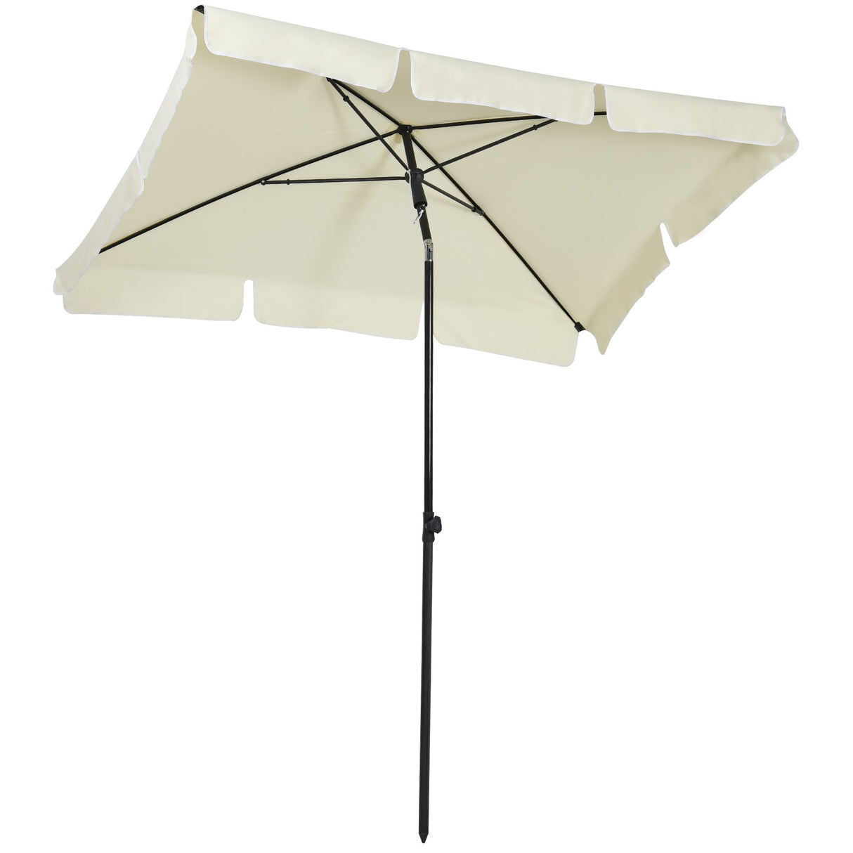 EASYCOMFORT Rechthoekige parasol 2x1,3 m met verstelbare helling en aluminium paal, beige en zwart