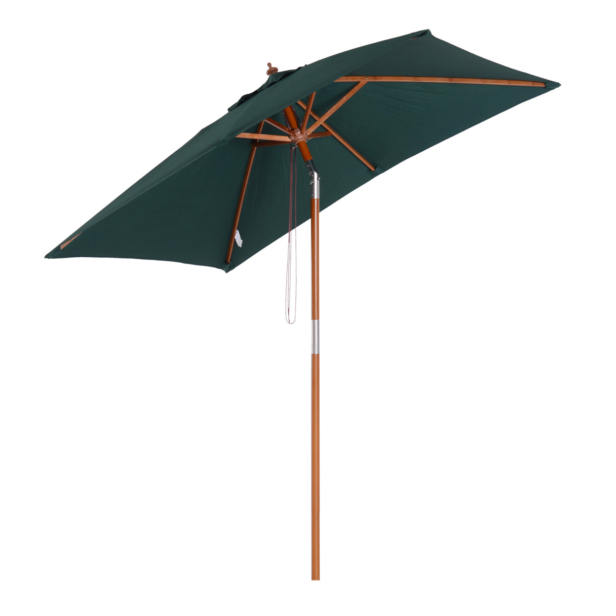 EASYCOMFORT Tuinparasol 2x1,5 m Kantelbaar met 6 Baleinen met Houten Paal en Koordopening, Groen