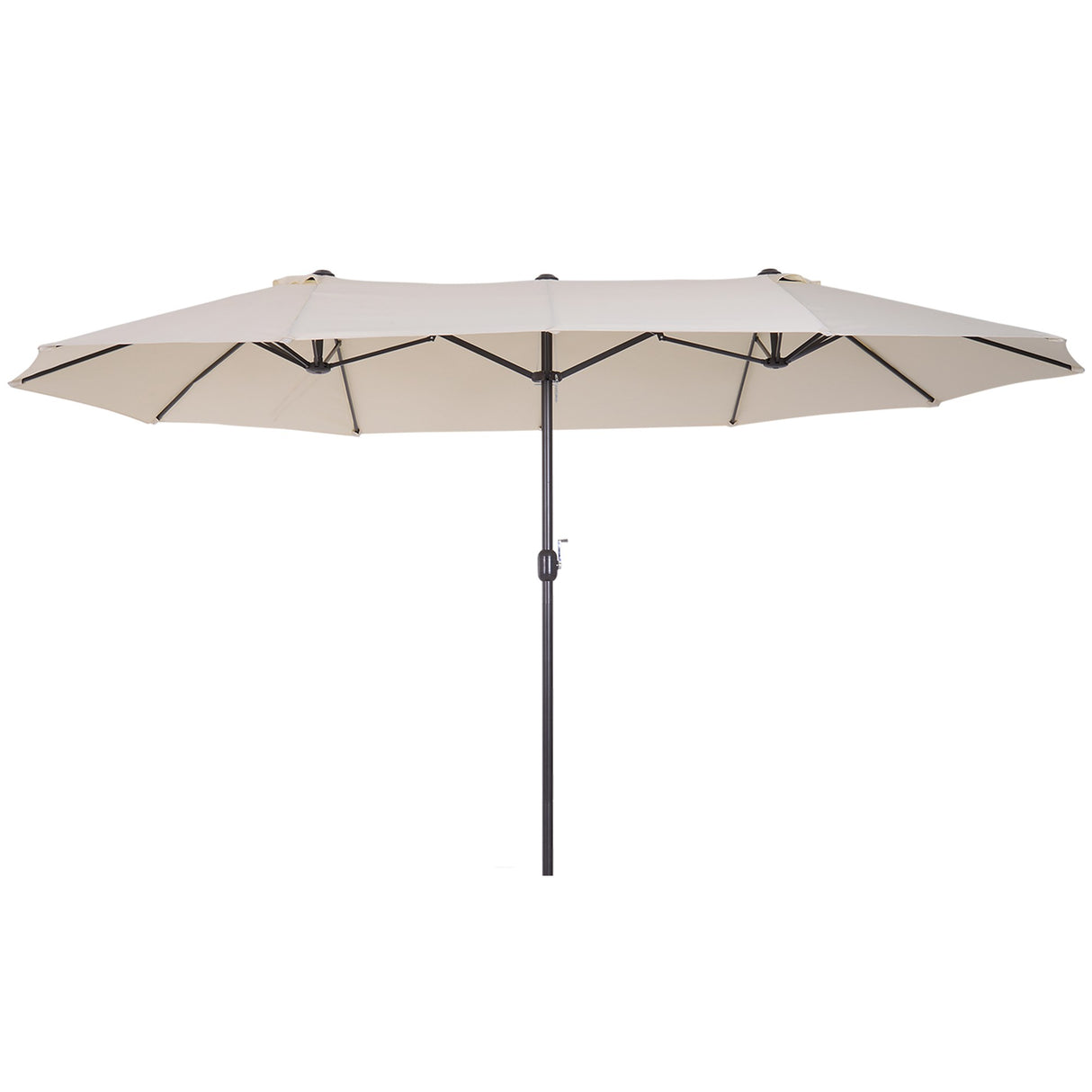 EASYCOMFORT Dubbele tuin- en buitenparasol van stof en polyester, 4,55 x 2,4 m, beige