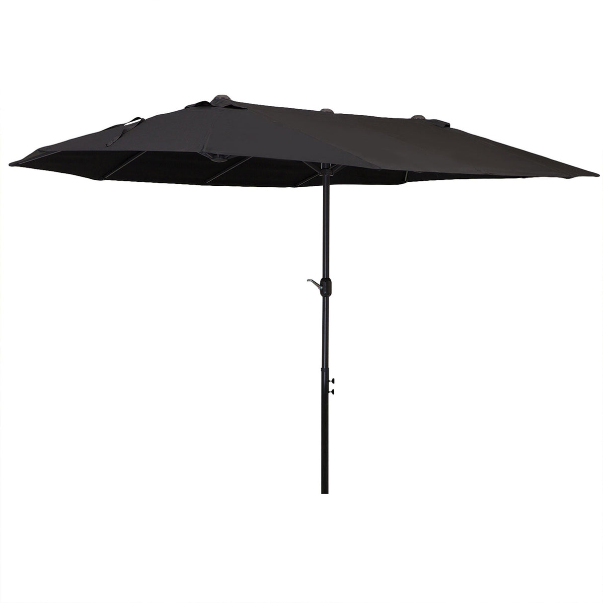 Easycomfort Dubbele Tuinparasol met Opening, Staal en Polyester, 460x270x240 cm, Zwart