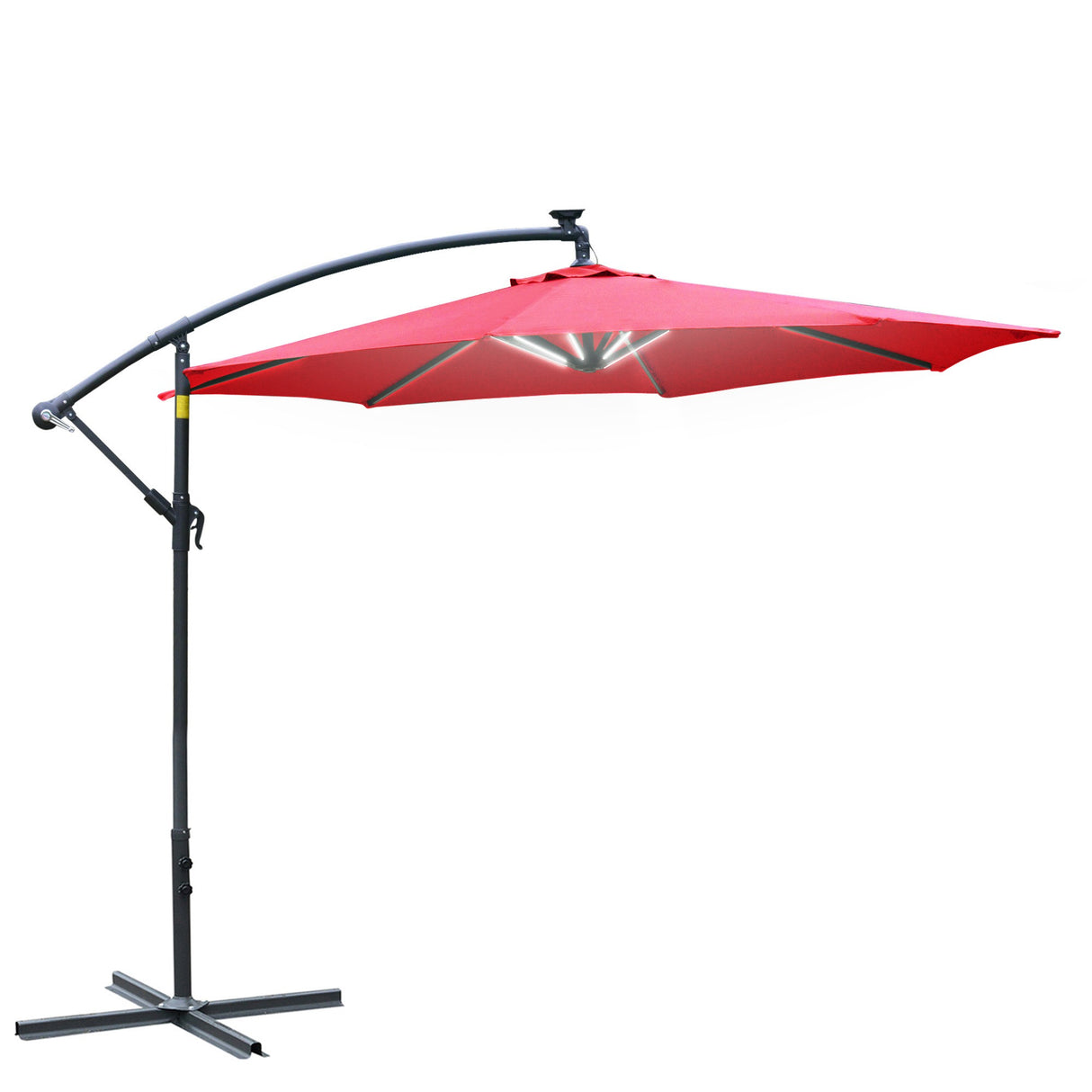 Easycomfort Tuinparasol met armband Ø3x2,4 m met handleiding en 8 zonne-energie LED-strips, donkerrood