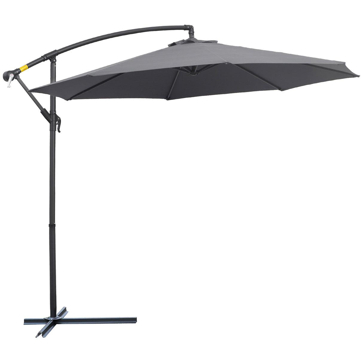EASYCOMFORT Tuinparasol 3x2,6 m Arm en Kantelbaar met Kruk, in Staal en Grijs Polyester