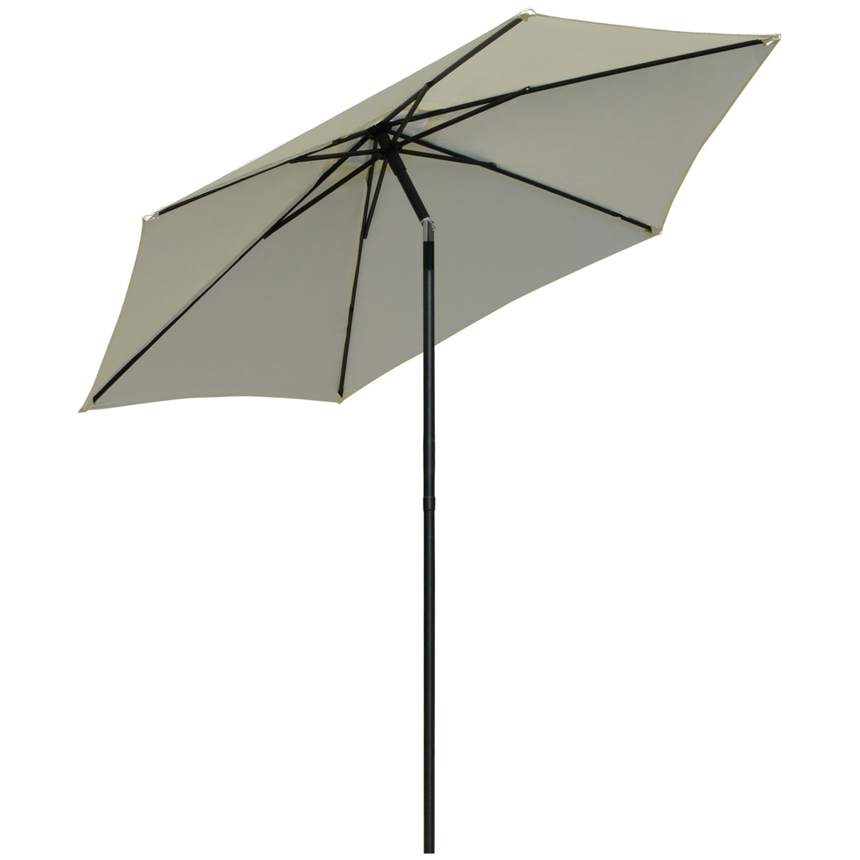 EASYCOMFORT Tuinparasol 2,6x2,5 m Anti-UV Bescherming 30+ met Kantelbare Kop, Aluminium Paal en 6 Baleinen, Crèmewit