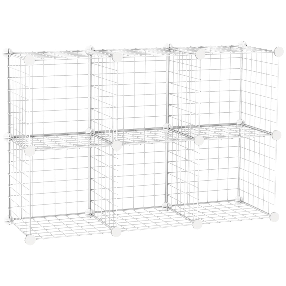 Easycomfort Mobiele Modulaire Schoenenbesparende Ruimte, 6 Cubs 30x30x30 cm in Staal en PP, 94x32x94 cm, Wit