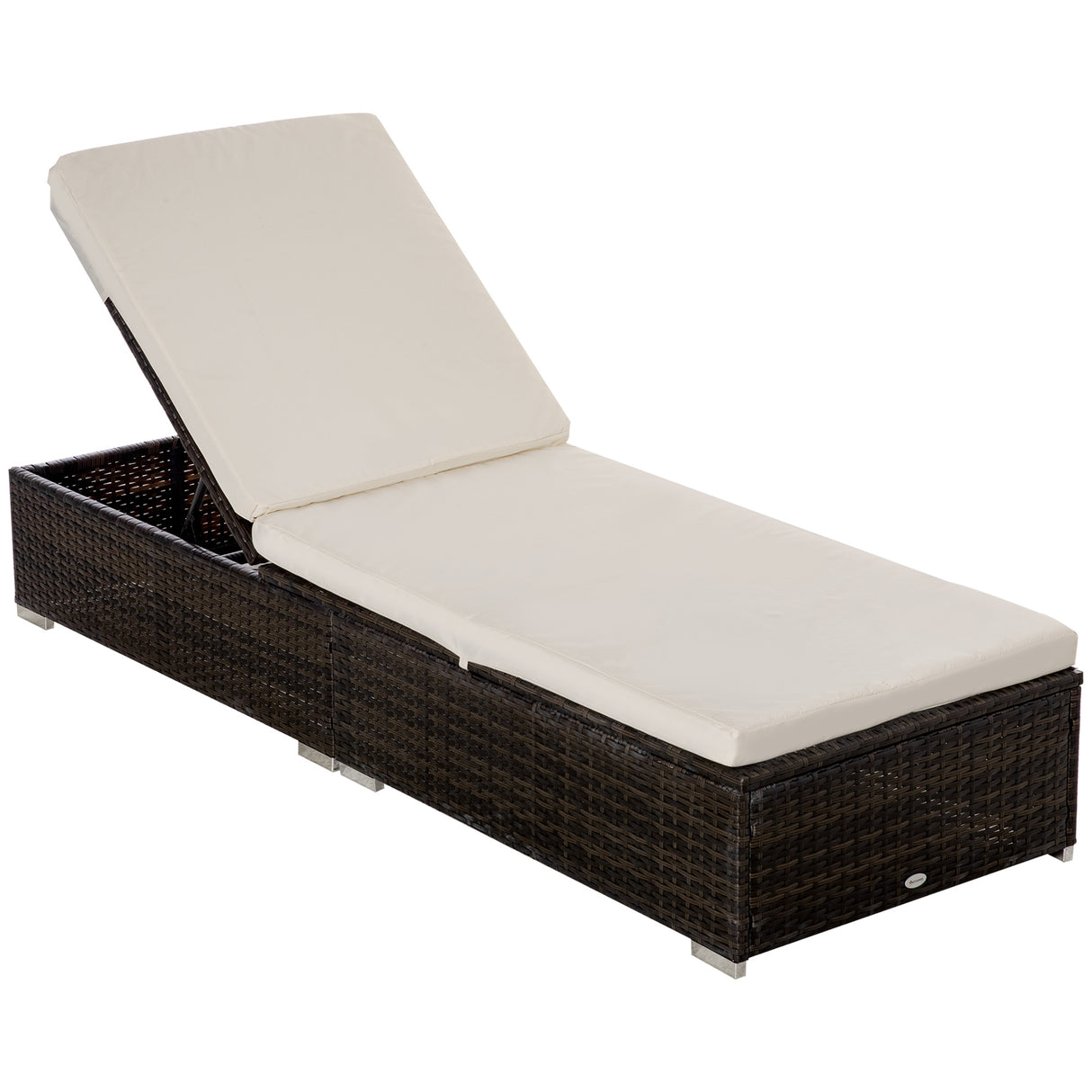 Easycomfort Hoezen in rotan PE met verstelbare rugleuning in 5 standen, 195x68x31cm, bruin