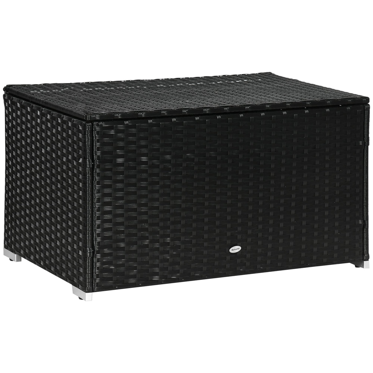 EASYCOMFORT Tuinopbergbox van rotan en staal met deksel, 95x60x53cm, zwart