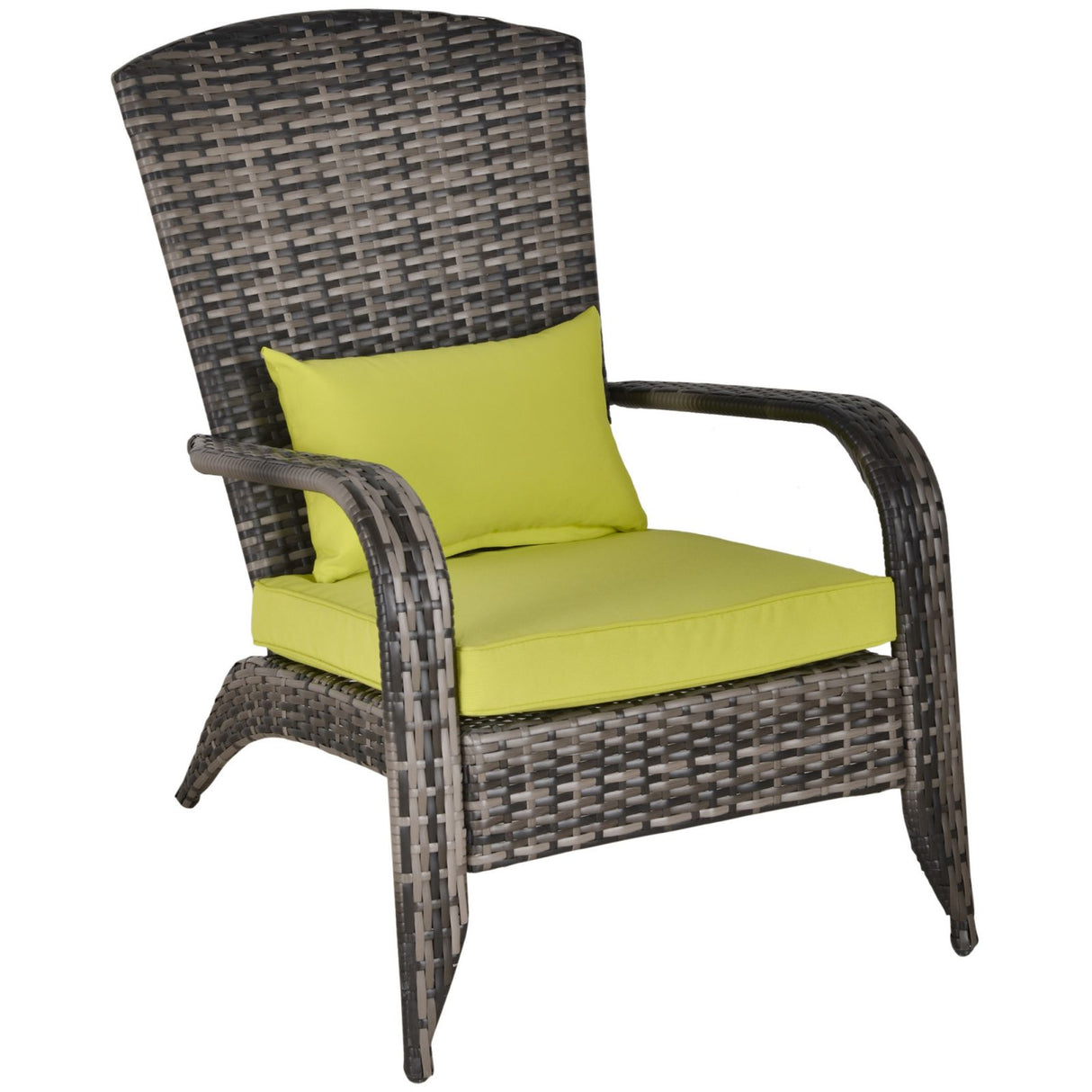 EASYCOMFORT Rotan Tuinstoel, Buiten Adirondack Fauteuil met Armleuningen en Gevoerde Kussens, Grijs, 65x86x90cm