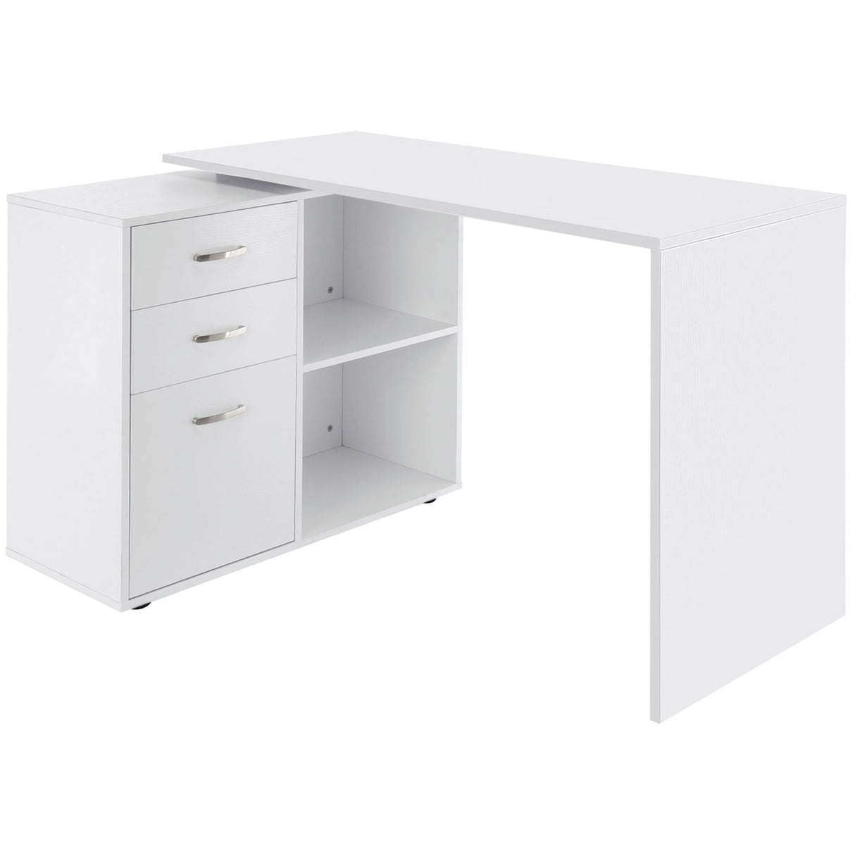 Easycomfort Hoek Bureau voor Kantoorcomputer met Cassette 117×83,5×76cm Wit